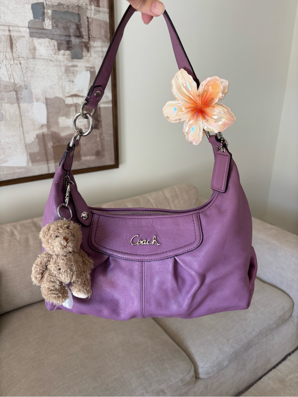 vintage Coach purple leather hobo shoulder bag - Picture 2 of 8